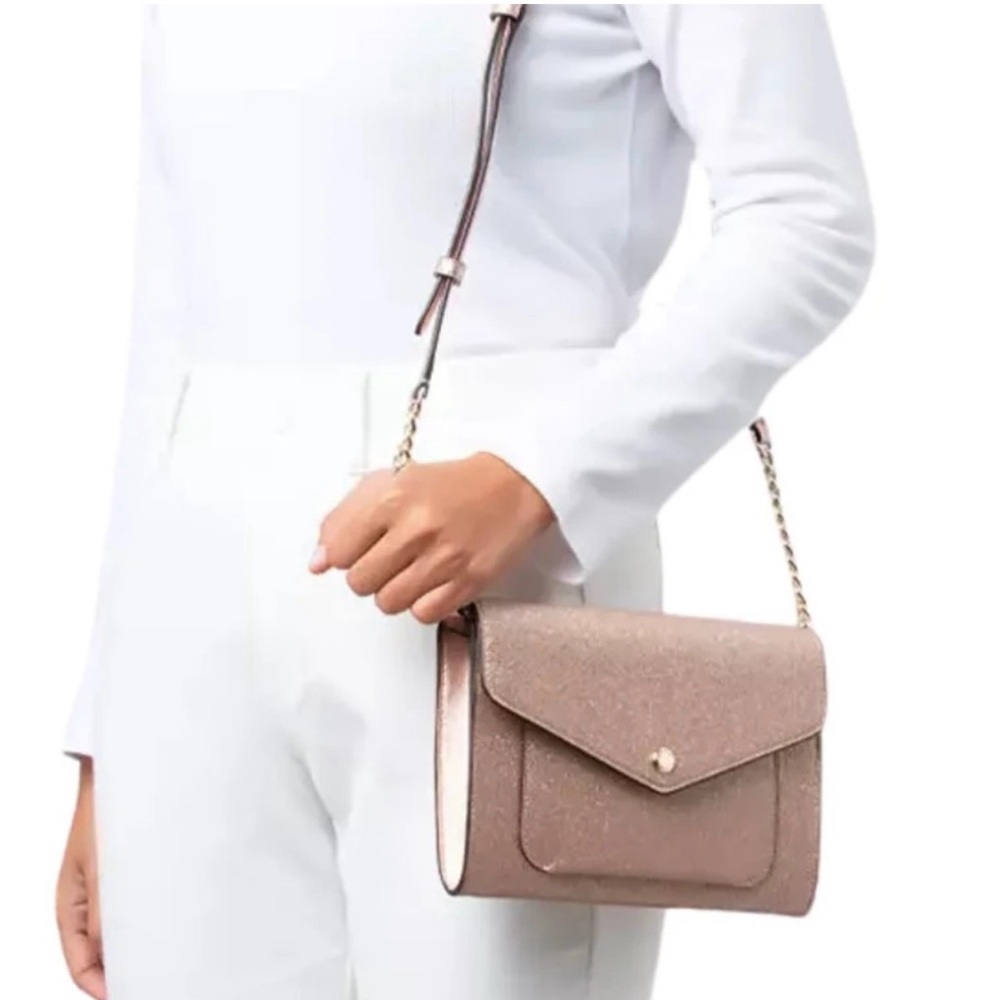 Sparkly rose gold/ pink tinsel cross body bag